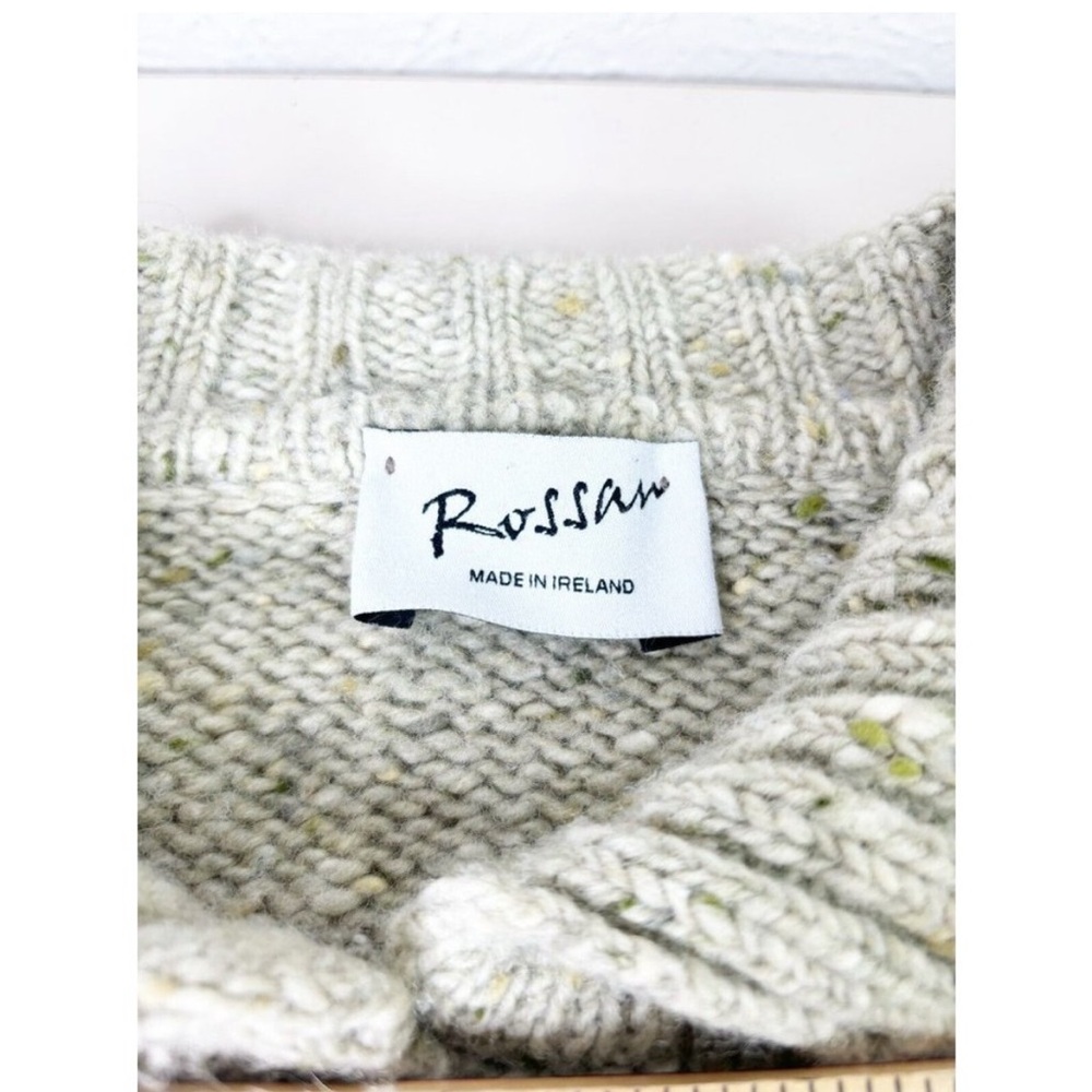 Rossan Donegal Large Wool Neutral Oatmeal Sweater Cardigan Button Up EUC - Picture 5 of 6